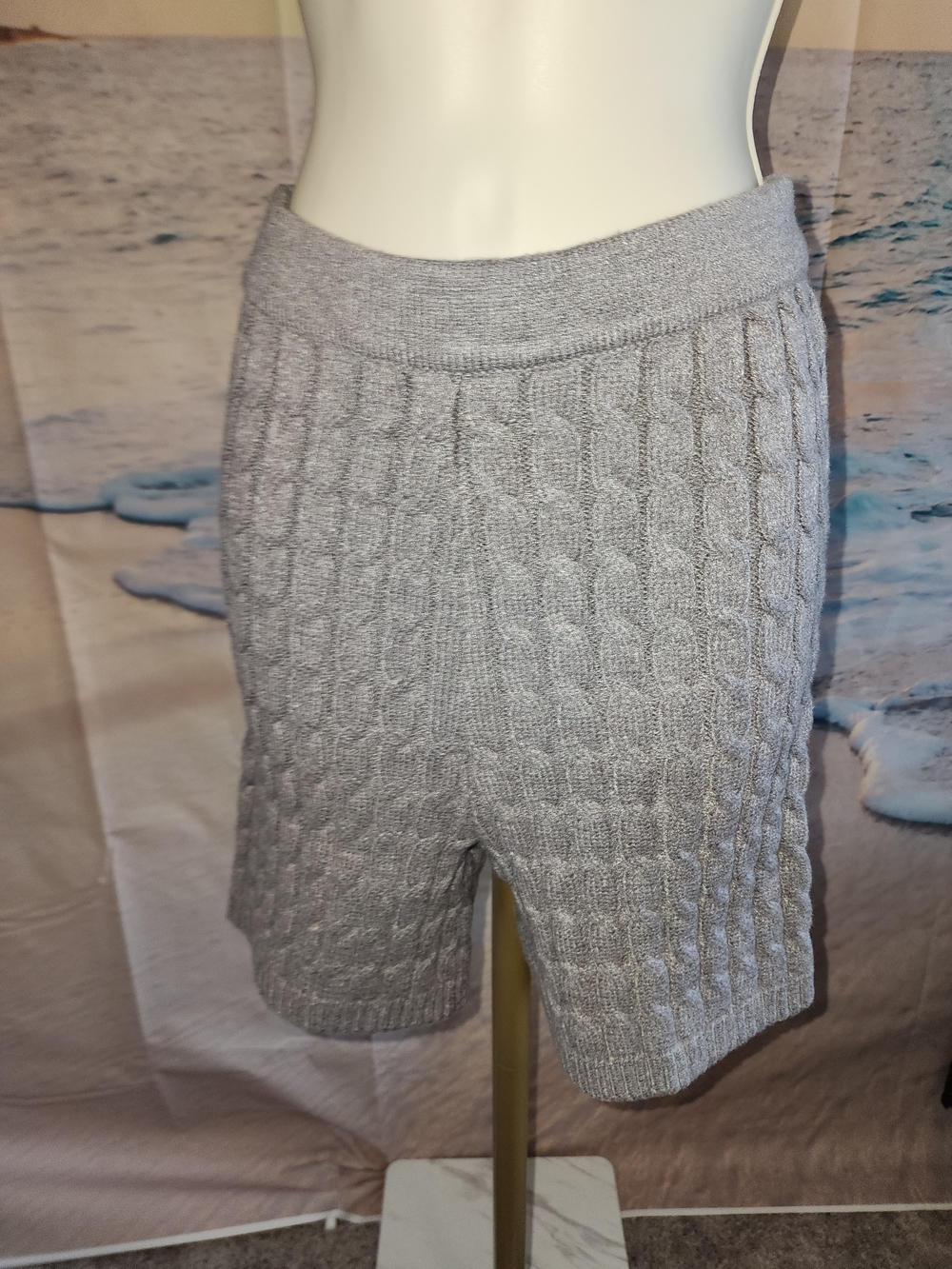 Melrose With Love Cozy Cable Knit Women’s Grey Shorts
